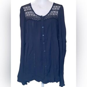 Aeropostale Navy Blue Lace Detail Blouse